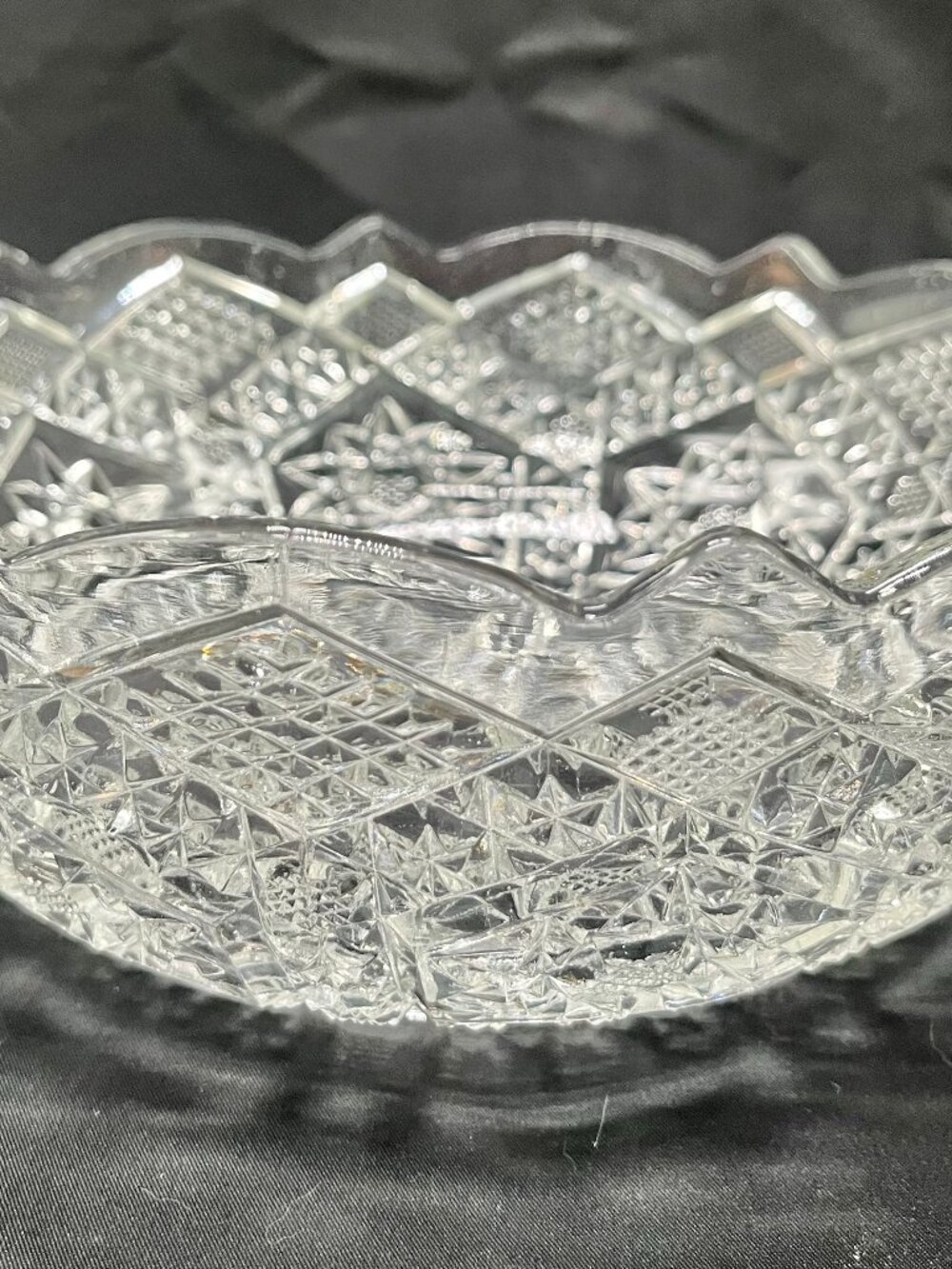 Vintage American Brilliant Cut Lead Crystal Glass Bowl